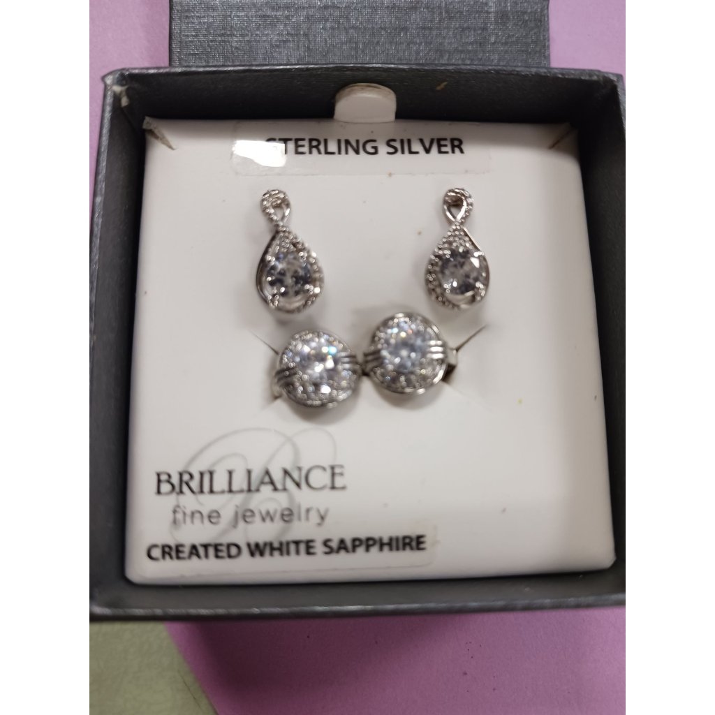 925 Brilliance Fine Jewelry Created White Sapphire Sterling Silver Earrings New